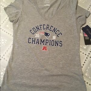 🆕 N.E. Patriots NFL 2018 Conference Champions T-Shirt, Gray, Medium